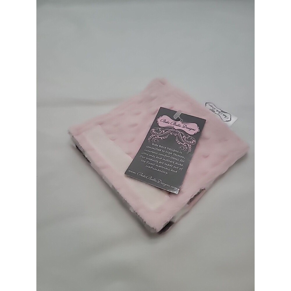 Bebe Bella Designs Pink Minky Polka Dot Satin Edge Lovey Baby Doll 5.5" X 5.5"